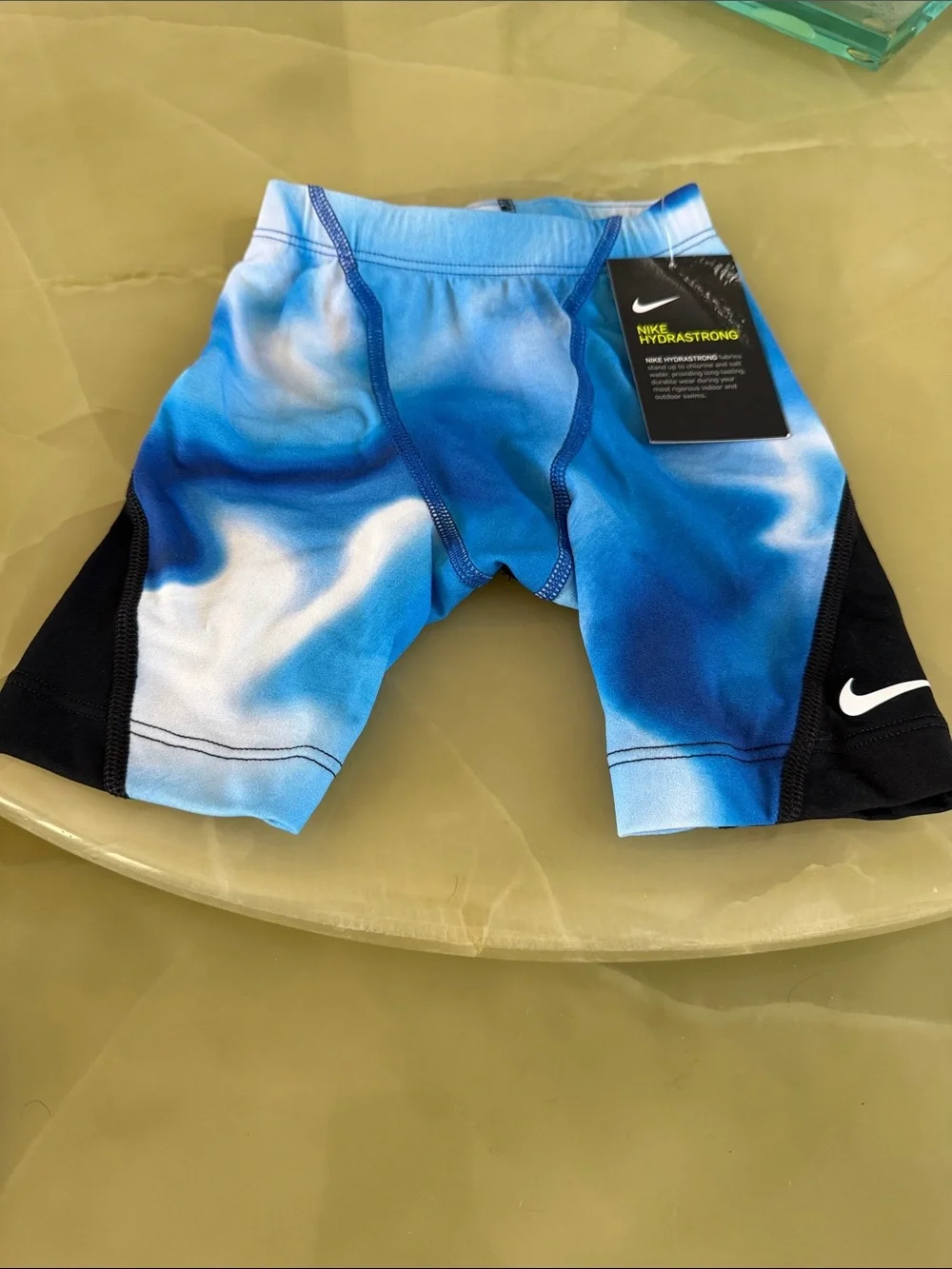 Nike Hydrastrong Boys Jammer Swim Shorts Blue White Tie-Dye Size 6-7Y NWT